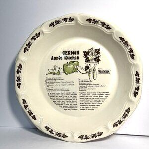 Watkins German Apple Kuchen Recipe Pie Plate 1983